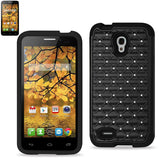 REIKO ALCATEL ONE TOUCH CONQUEST HYBRID HEAVY DUTY JEWELRY DIAMOND CASE IN BLACK