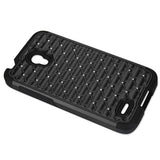 REIKO ALCATEL ONE TOUCH CONQUEST HYBRID HEAVY DUTY JEWELRY DIAMOND CASE IN BLACK