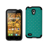 REIKO ALCATEL ONE TOUCH CONQUEST HYBRID HEAVY DUTY JEWELRY DIAMOND CASE IN BLACK GREEN