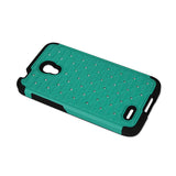 REIKO ALCATEL ONE TOUCH CONQUEST HYBRID HEAVY DUTY JEWELRY DIAMOND CASE IN BLACK GREEN