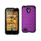 REIKO ALCATEL ONE TOUCH CONQUEST HYBRID HEAVY DUTY JEWELRY DIAMOND CASE IN BLACK PURPLE