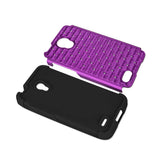 REIKO ALCATEL ONE TOUCH CONQUEST HYBRID HEAVY DUTY JEWELRY DIAMOND CASE IN BLACK PURPLE