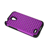 REIKO ALCATEL ONE TOUCH CONQUEST HYBRID HEAVY DUTY JEWELRY DIAMOND CASE IN BLACK PURPLE