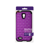 REIKO ALCATEL ONE TOUCH CONQUEST HYBRID HEAVY DUTY JEWELRY DIAMOND CASE IN BLACK PURPLE
