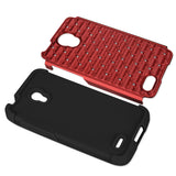 REIKO ALCATEL ONE TOUCH CONQUEST HYBRID HEAVY DUTY JEWELRY DIAMOND CASE IN BLACK RED