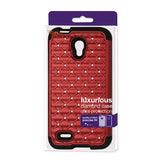 REIKO ALCATEL ONE TOUCH CONQUEST HYBRID HEAVY DUTY JEWELRY DIAMOND CASE IN BLACK RED