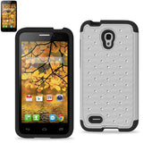REIKO ALCATEL ONE TOUCH CONQUEST HYBRID HEAVY DUTY JEWELRY DIAMOND CASE IN BLACK WHITE