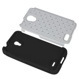 REIKO ALCATEL ONE TOUCH CONQUEST HYBRID HEAVY DUTY JEWELRY DIAMOND CASE IN BLACK WHITE