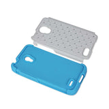 REIKO ALCATEL ONE TOUCH CONQUEST HYBRID HEAVY DUTY JEWELRY DIAMOND CASE IN BLUE WHITE