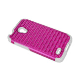 REIKO ALCATEL ONE TOUCH CONQUEST HYBRID HEAVY DUTY JEWELRY DIAMOND CASE IN WHITE HOT PINK