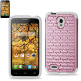 REIKO ALCATEL ONE TOUCH CONQUEST HYBRID HEAVY DUTY JEWELRY DIAMOND CASE IN WHITE PINK