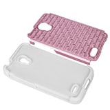 REIKO ALCATEL ONE TOUCH CONQUEST HYBRID HEAVY DUTY JEWELRY DIAMOND CASE IN WHITE PINK
