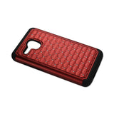 REIKO ALCATEL ONE TOUCH FIERCE XL HYBRID HEAVY DUTY JEWELRY DIAMOND CASE IN BLACK RED