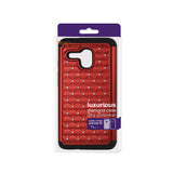 REIKO ALCATEL ONE TOUCH FIERCE XL HYBRID HEAVY DUTY JEWELRY DIAMOND CASE IN BLACK RED