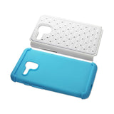 REIKO ALCATEL ONE TOUCH FIERCE XL HYBRID HEAVY DUTY JEWELRY DIAMOND CASE IN BLUE WHITE