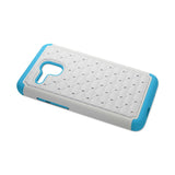 REIKO ALCATEL ONE TOUCH FIERCE XL HYBRID HEAVY DUTY JEWELRY DIAMOND CASE IN BLUE WHITE
