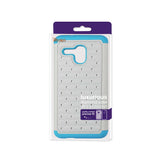 REIKO ALCATEL ONE TOUCH FIERCE XL HYBRID HEAVY DUTY JEWELRY DIAMOND CASE IN BLUE WHITE