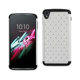 REIKO ALCATEL ONETOUCH IDOL 3 5.5 HYBRID HEAVY DUTY JEWELRY DIAMOND CASE IN BLACK WHITE