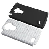 REIKO LG G STYLO HYBRID HEAVY DUTY JEWELRY DIAMOND CASE IN BLACK WHITE