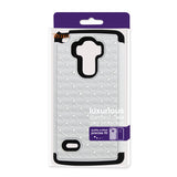 REIKO LG G STYLO HYBRID HEAVY DUTY JEWELRY DIAMOND CASE IN BLACK WHITE