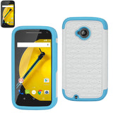 REIKO MOTOROLA MOTO E (2015) HYBRID HEAVY DUTY JEWELRY DIAMOND CASE IN BLUE WHITE