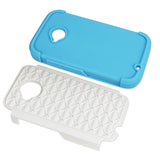 REIKO MOTOROLA MOTO E (2015) HYBRID HEAVY DUTY JEWELRY DIAMOND CASE IN BLUE WHITE