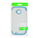 REIKO MOTOROLA MOTO E (2015) HYBRID HEAVY DUTY JEWELRY DIAMOND CASE IN BLUE WHITE