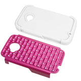 REIKO MOTOROLA MOTO E (2015) HYBRID HEAVY DUTY JEWELRY DIAMOND CASE IN WHITE HOT PINK