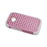 REIKO MOTOROLA MOTO E (2015) HYBRID HEAVY DUTY JEWELRY DIAMOND CASE IN WHITE PINK