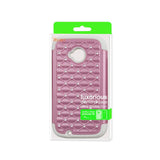 REIKO MOTOROLA MOTO E (2015) HYBRID HEAVY DUTY JEWELRY DIAMOND CASE IN WHITE PINK