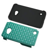 REIKO NOKIA LUMIA 640 HYBRID HEAVY DUTY JEWELRY DIAMOND CASE IN BLACK GREEN