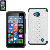 REIKO NOKIA LUMIA 640 HYBRID HEAVY DUTY JEWELRY DIAMOND CASE IN BLACK WHITE