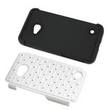 REIKO NOKIA LUMIA 640 HYBRID HEAVY DUTY JEWELRY DIAMOND CASE IN BLACK WHITE