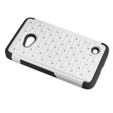 REIKO NOKIA LUMIA 640 HYBRID HEAVY DUTY JEWELRY DIAMOND CASE IN BLACK WHITE