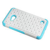 REIKO NOKIA LUMIA 640 HYBRID HEAVY DUTY JEWELRY DIAMOND CASE IN BLUE WHITE