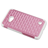 REIKO NOKIA LUMIA 640 HYBRID HEAVY DUTY JEWELRY DIAMOND CASE IN WHITE PINK