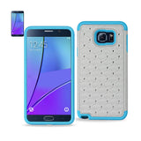 REIKO SAMSUNG GALAXY NOTE 5 HYBRID HEAVY DUTY JEWELRY DIAMOND CASE IN BLUE WHITE