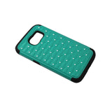 REIKO SAMSUNG GALAXY S6 HYBRID HEAVY DUTY JEWELRY DIAMOND CASE IN BLACK GREEN