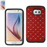 REIKO SAMSUNG GALAXY S6 HYBRID HEAVY DUTY JEWELRY DIAMOND CASE IN BLACK RED