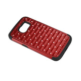REIKO SAMSUNG GALAXY S6 HYBRID HEAVY DUTY JEWELRY DIAMOND CASE IN BLACK RED