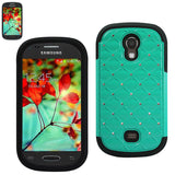 REIKO SAMSUNG GALAXY LIGHT HYBRID HEAVY DUTY JEWELRY DIAMOND CASE IN BLACK GREEN
