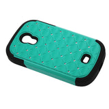 REIKO SAMSUNG GALAXY LIGHT HYBRID HEAVY DUTY JEWELRY DIAMOND CASE IN BLACK GREEN