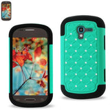 REIKO SAMSUNG GALAXY EXHIBIT HYBRID HEAVY DUTY JEWELRY DIAMOND CASE IN BLACK GREEN