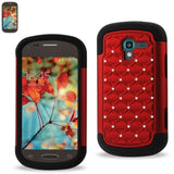 REIKO SAMSUNG GALAXY EXHIBIT HYBRID HEAVY DUTY JEWELRY DIAMOND CASE IN BLACK RED