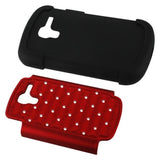 REIKO SAMSUNG GALAXY EXHIBIT HYBRID HEAVY DUTY JEWELRY DIAMOND CASE IN BLACK RED