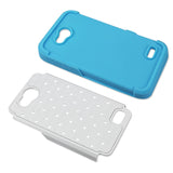 REIKO ZTE SPEED HYBRID HEAVY DUTY JEWELRY DIAMOND CASE IN BLUE WHITE
