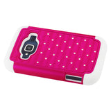 REIKO ZTE CONCORD 2 HYBRID HEAVY DUTY JEWELRY DIAMOND CASE IN WHITE HOT PINK