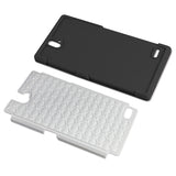 REIKO ZTE GRAND X MAX HYBRID HEAVY DUTY JEWELRY DIAMOND CASE IN BLACK WHITE