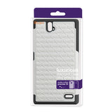REIKO ZTE GRAND X MAX HYBRID HEAVY DUTY JEWELRY DIAMOND CASE IN BLACK WHITE