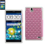 REIKO ZTE GRAND X MAX HYBRID HEAVY DUTY JEWELRY DIAMOND CASE IN WHITE PINK